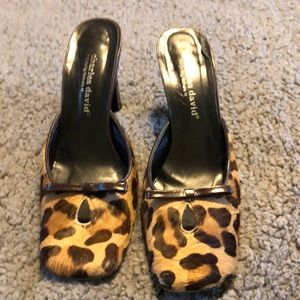Vintage Leopard print Charles David heeled mule